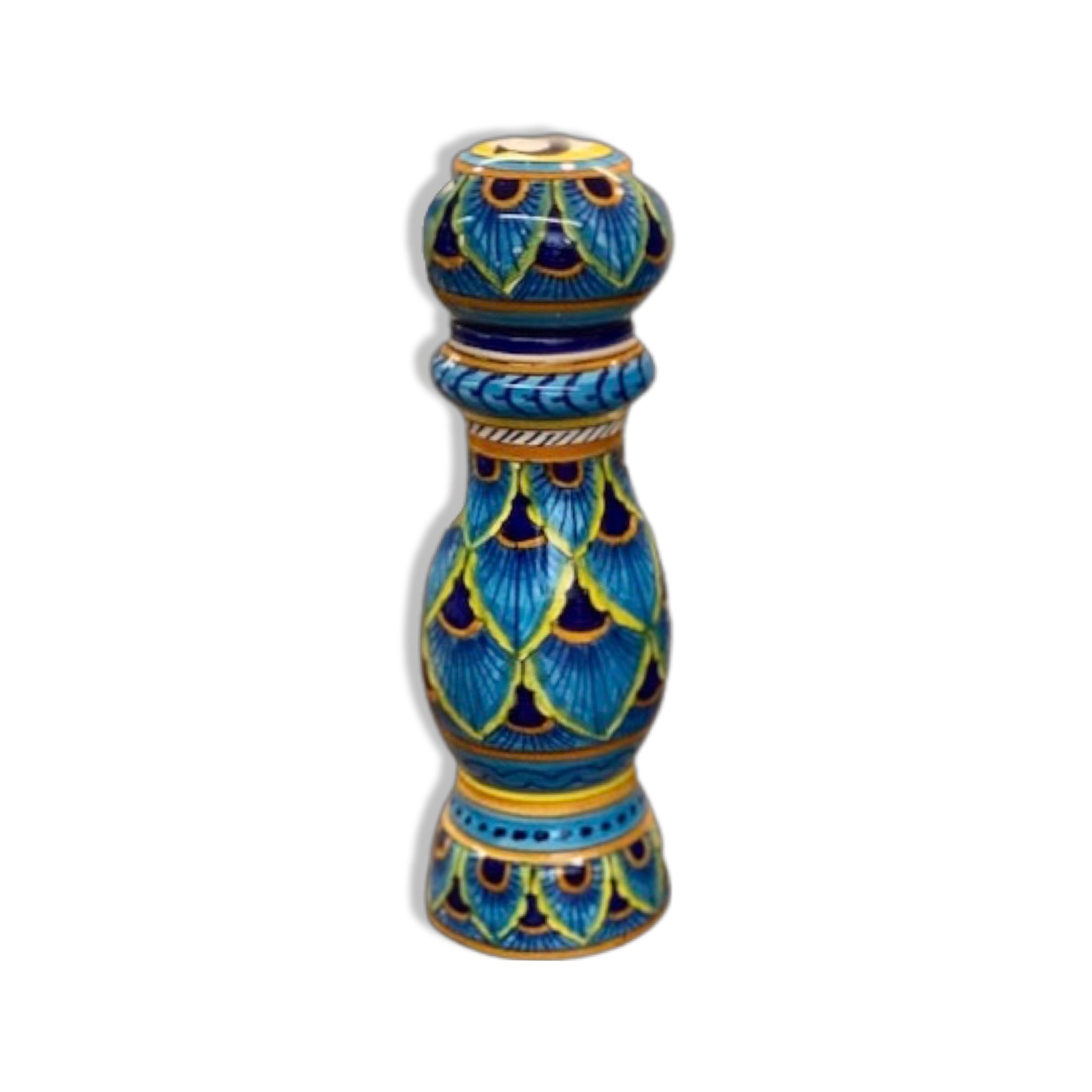 Eugenio - Peacock Salt Grinder, ceramics, pottery, italian design, majolica, handmade, handcrafted, handpainted, home decor, kitchen art, home goods, deruta, majolica, Artisan, treasures, traditional art, modern art, gift ideas, style, SF, shop small business, artists, shop online, landmark store, legacy, one of a kind, limited edition, gift guide, gift shop, retail shop, decorations, shopping, italy, home staging, home decorating, home interiors