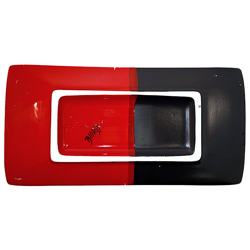 Domiziani Rectangular Tray With Raised Edges COD 13 Black & Red, ceramics, pottery, italian design, majolica, handmade, handcrafted, handpainted, home decor, kitchen art, home goods, deruta, majolica, Artisan, treasures, traditional art, modern art, gift ideas, style, SF, shop small business, artists, shop online, landmark store, legacy, one of a kind, limited edition, gift guide, gift shop, retail shop, decorations, shopping, italy, home staging, home decorating, home interiors