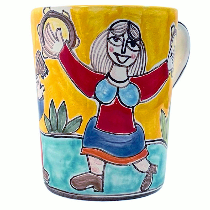Musician Mug, ceramics, pottery, italian design, majolica, handmade, handcrafted, handpainted, home decor, kitchen art, home goods, deruta, majolica, Artisan, treasures, traditional art, modern art, gift ideas, style, SF, shop small business, artists, shop online, landmark store, legacy, one of a kind, limited edition, gift guide, gift shop, retail shop, decorations, shopping, italy, home staging, home decorating, home interiors