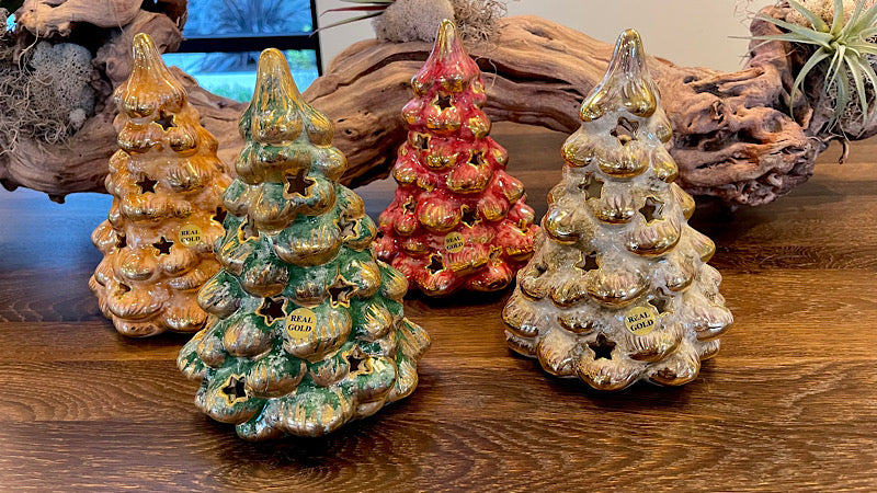 Real Gold & Green Christmas Tree Light, ceramics, pottery, italian design, majolica, handmade, handcrafted, handpainted, home decor, kitchen art, home goods, deruta, majolica, Artisan, treasures, traditional art, modern art, gift ideas, style, SF, shop small business, artists, shop online, landmark store, legacy, one of a kind, limited edition, gift guide, gift shop, retail shop, decorations, shopping, italy, home staging, home decorating, home interiors