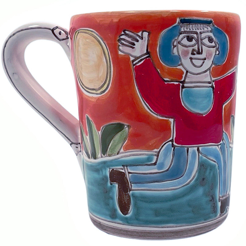 Dancing Mug, ceramics, pottery, italian design, majolica, handmade, handcrafted, handpainted, home decor, kitchen art, home goods, deruta, majolica, Artisan, treasures, traditional art, modern art, gift ideas, style, SF, shop small business, artists, shop online, landmark store, legacy, one of a kind, limited edition, gift guide, gift shop, retail shop, decorations, shopping, italy, home staging, home decorating, home interiors