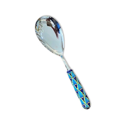 Blues Peacock: B-61 Utensil - Risotto Spoon, ceramics, pottery, italian design, majolica, handmade, handcrafted, handpainted, home decor, kitchen art, home goods, deruta, majolica, Artisan, treasures, traditional art, modern art, gift ideas, style, SF, shop small business, artists, shop online, landmark store, legacy, one of a kind, limited edition, gift guide, gift shop, retail shop, decorations, shopping, italy, home staging, home decorating, home interiors