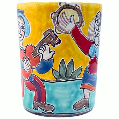 Musician Mug, ceramics, pottery, italian design, majolica, handmade, handcrafted, handpainted, home decor, kitchen art, home goods, deruta, majolica, Artisan, treasures, traditional art, modern art, gift ideas, style, SF, shop small business, artists, shop online, landmark store, legacy, one of a kind, limited edition, gift guide, gift shop, retail shop, decorations, shopping, italy, home staging, home decorating, home interiors