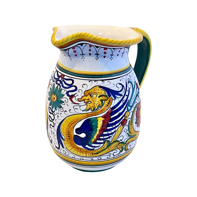 Raffaellesco Pitcher, 1 Qt., ceramics, pottery, italian design, majolica, handmade, handcrafted, handpainted, home decor, kitchen art, home goods, deruta, majolica, Artisan, treasures, traditional art, modern art, gift ideas, style, SF, shop small business, artists, shop online, landmark store, legacy, one of a kind, limited edition, gift guide, gift shop, retail shop, decorations, shopping, italy, home staging, home decorating, home interiors