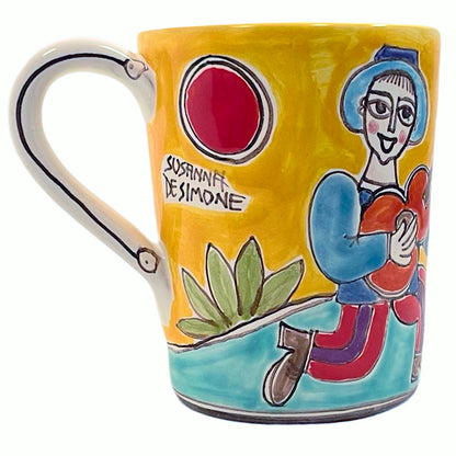 Musician Mug, ceramics, pottery, italian design, majolica, handmade, handcrafted, handpainted, home decor, kitchen art, home goods, deruta, majolica, Artisan, treasures, traditional art, modern art, gift ideas, style, SF, shop small business, artists, shop online, landmark store, legacy, one of a kind, limited edition, gift guide, gift shop, retail shop, decorations, shopping, italy, home staging, home decorating, home interiors