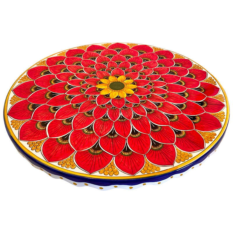 Red Peacock: Lazy Susan, ceramics, pottery, italian design, majolica, handmade, handcrafted, handpainted, home decor, kitchen art, home goods, deruta, majolica, Artisan, treasures, traditional art, modern art, gift ideas, style, SF, shop small business, artists, shop online, landmark store, legacy, one of a kind, limited edition, gift guide, gift shop, retail shop, decorations, shopping, italy, home staging, home decorating, home interiors