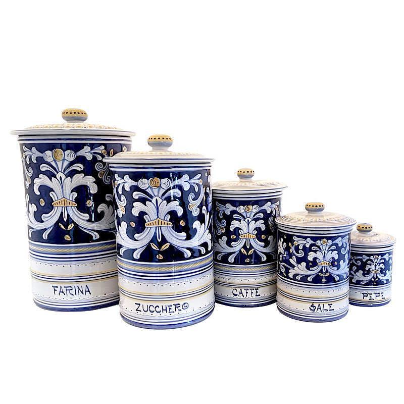 Antico Deruta Canister Set, ceramics, pottery, italian design, majolica, handmade, handcrafted, handpainted, home decor, kitchen art, home goods, deruta, majolica, Artisan, treasures, traditional art, modern art, gift ideas, style, SF, shop small business, artists, shop online, landmark store, legacy, one of a kind, limited edition, gift guide, gift shop, retail shop, decorations, shopping, italy, home staging, home decorating, home interiors