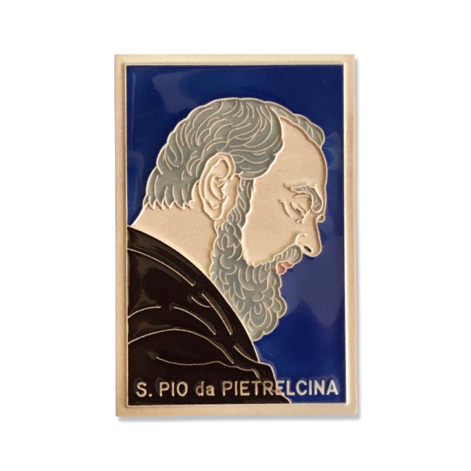 Decorative Padre Pio Tile, ceramics, pottery, italian design, majolica, handmade, handcrafted, handpainted, home decor, kitchen art, home goods, deruta, majolica, Artisan, treasures, traditional art, modern art, gift ideas, style, SF, shop small business, artists, shop online, landmark store, legacy, one of a kind, limited edition, gift guide, gift shop, retail shop, decorations, shopping, italy, home staging, home decorating, home interiors