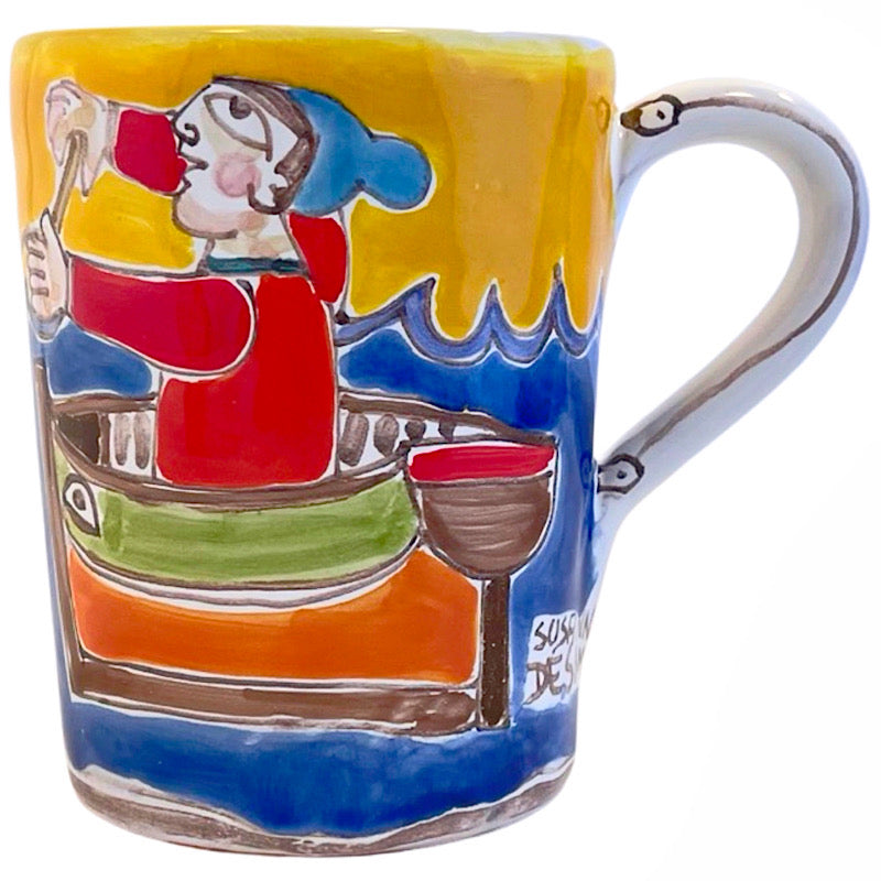 Fisherman Mug, ceramics, pottery, italian design, majolica, handmade, handcrafted, handpainted, home decor, kitchen art, home goods, deruta, majolica, Artisan, treasures, traditional art, modern art, gift ideas, style, SF, shop small business, artists, shop online, landmark store, legacy, one of a kind, limited edition, gift guide, gift shop, retail shop, decorations, shopping, italy, home staging, home decorating, home interiors