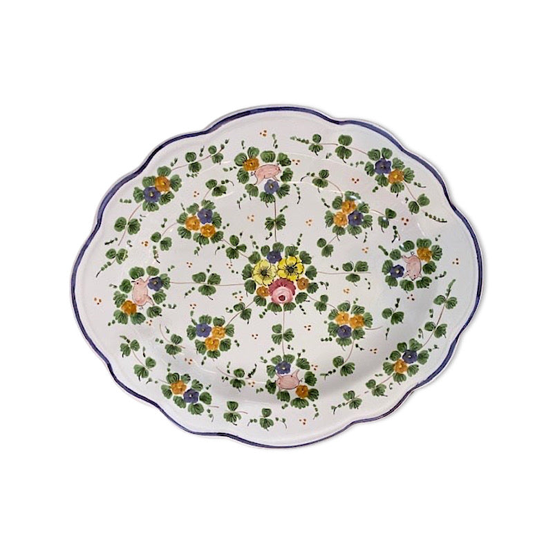 Rosa Platter - Limited Edition 75th Anniversary, Piggy, Oval, ceramics, pottery, italian design, majolica, handmade, handcrafted, handpainted, home decor, kitchen art, home goods, deruta, majolica, Artisan, treasures, traditional art, modern art, gift ideas, style, SF, shop small business, artists, shop online, landmark store, legacy, one of a kind, limited edition, gift guide, gift shop, retail shop, decorations, shopping, italy, home staging, home decorating, home interiors