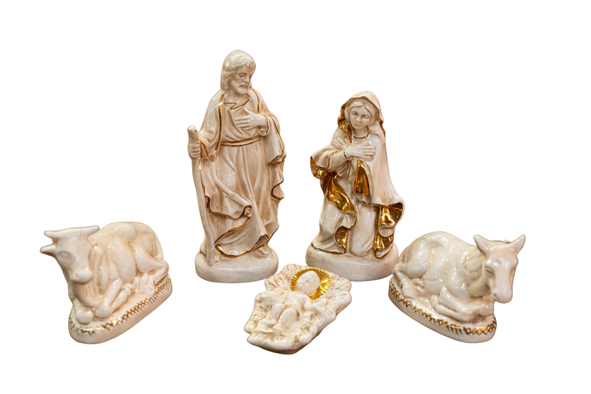 Nativity Scene - 5 pc with Gold Leaf