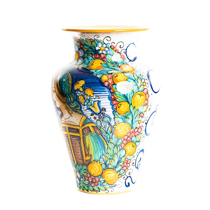 Renaissance Vase Amor, Francesca Niccacci, ceramics, pottery, italian design, majolica, handmade, handcrafted, handpainted, home decor, kitchen art, home goods, deruta, majolica, Artisan, treasures, traditional art, modern art, gift ideas, style, SF, shop small business, artists, shop online, landmark store, legacy, one of a kind, limited edition, gift guide, gift shop, retail shop, decorations, shopping, italy, home staging, home decorating, home interiors