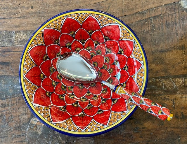 Red Peacock - Utensil Risotto Spoon, ceramics, pottery, italian design, majolica, handmade, handcrafted, handpainted, home decor, kitchen art, home goods, deruta, majolica, Artisan, treasures, traditional art, modern art, gift ideas, style, SF, shop small business, artists, shop online, landmark store, legacy, one of a kind, limited edition, gift guide, gift shop, retail shop, decorations, shopping, italy, home staging, home decorating, home interiors