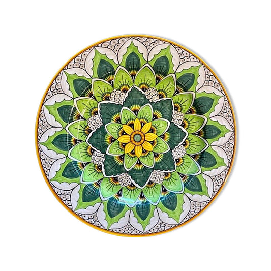 Geribi Dinner Plate Full Design - Greens (PG13), ceramics, pottery, italian design, majolica, handmade, handcrafted, handpainted, home decor, kitchen art, home goods, deruta, majolica, Artisan, treasures, traditional art, modern art, gift ideas, style, SF, shop small business, artists, shop online, landmark store, legacy, one of a kind, limited edition, gift guide, gift shop, retail shop, decorations, shopping, italy, home staging, home decorating, home interiors