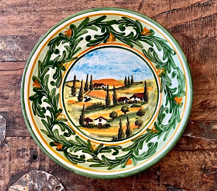 Tuscan Countryside Pasta Bowl, ceramics, pottery, italian design, majolica, handmade, handcrafted, handpainted, home decor, kitchen art, home goods, deruta, majolica, Artisan, treasures, traditional art, modern art, gift ideas, style, SF, shop small business, artists, shop online, landmark store, legacy, one of a kind, limited edition, gift guide, gift shop, retail shop, decorations, shopping, italy, home staging, home decorating, home interiors