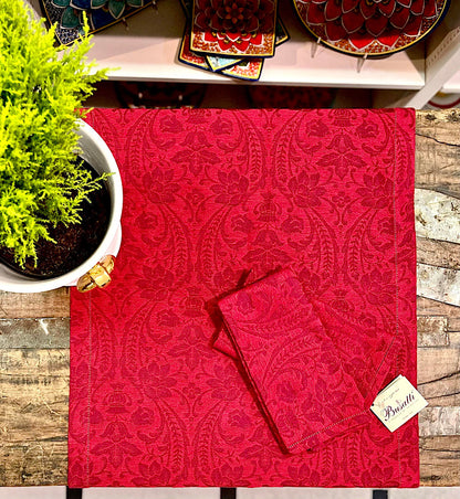 Busatti Napkin Set of 4, Jacquard Linen - Red, ceramics, pottery, italian design, majolica, handmade, handcrafted, handpainted, home decor, kitchen art, home goods, deruta, majolica, Artisan, treasures, traditional art, modern art, gift ideas, style, SF, shop small business, artists, shop online, landmark store, legacy, one of a kind, limited edition, gift guide, gift shop, retail shop, decorations, shopping, italy, home staging, home decorating, home interiors