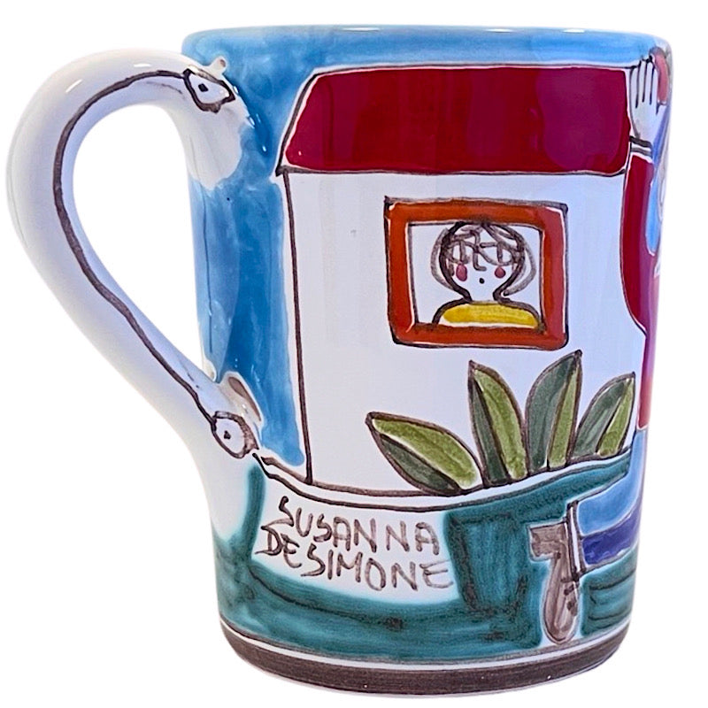 Orange Picker Mug, ceramics, pottery, italian design, majolica, handmade, handcrafted, handpainted, home decor, kitchen art, home goods, deruta, majolica, Artisan, treasures, traditional art, modern art, gift ideas, style, SF, shop small business, artists, shop online, landmark store, legacy, one of a kind, limited edition, gift guide, gift shop, retail shop, decorations, shopping, italy, home staging, home decorating, home interiors