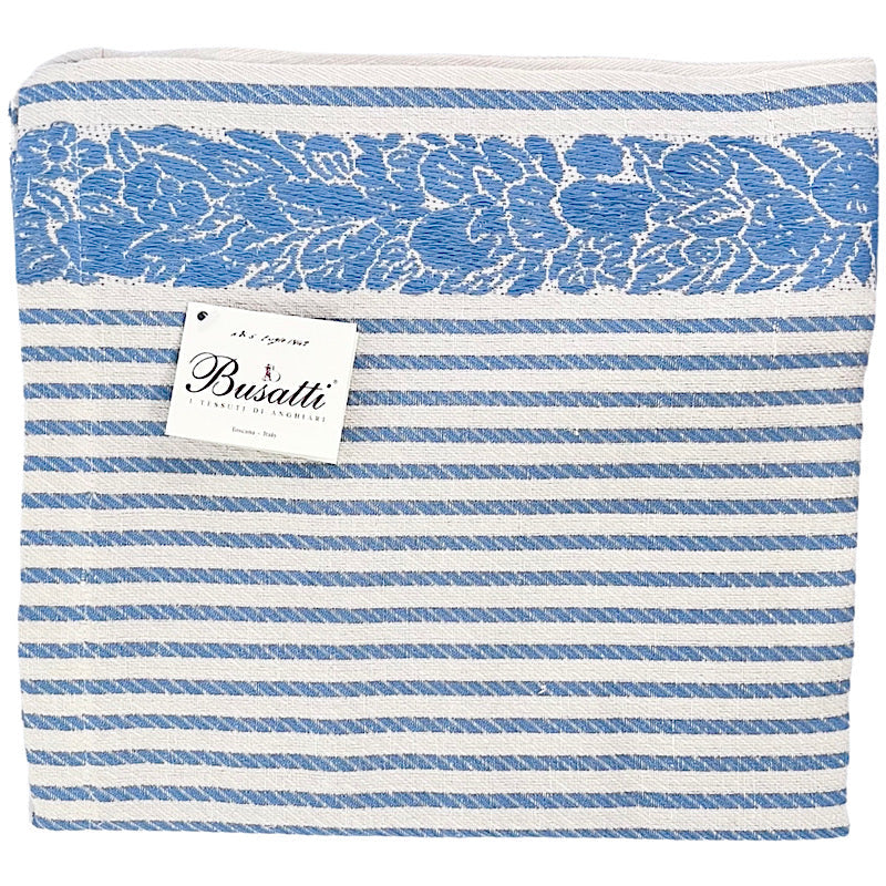 Busatti Runner Jacquard Linen  - Off-White & Blue