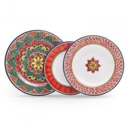 Geribi: Dinner Plate, (PG03) Red, Green & Yellow - Set of 4